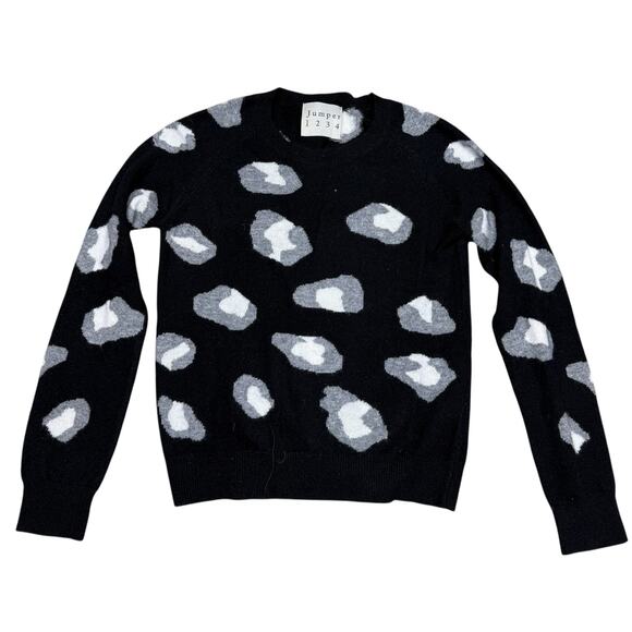 Jumper 1234 100% cashmere black and white leopard print sweater XS - Picture 2 of 7